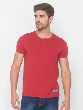 Spykar Men Red Cotton Blend Slim Fit M and arin T-Shirt