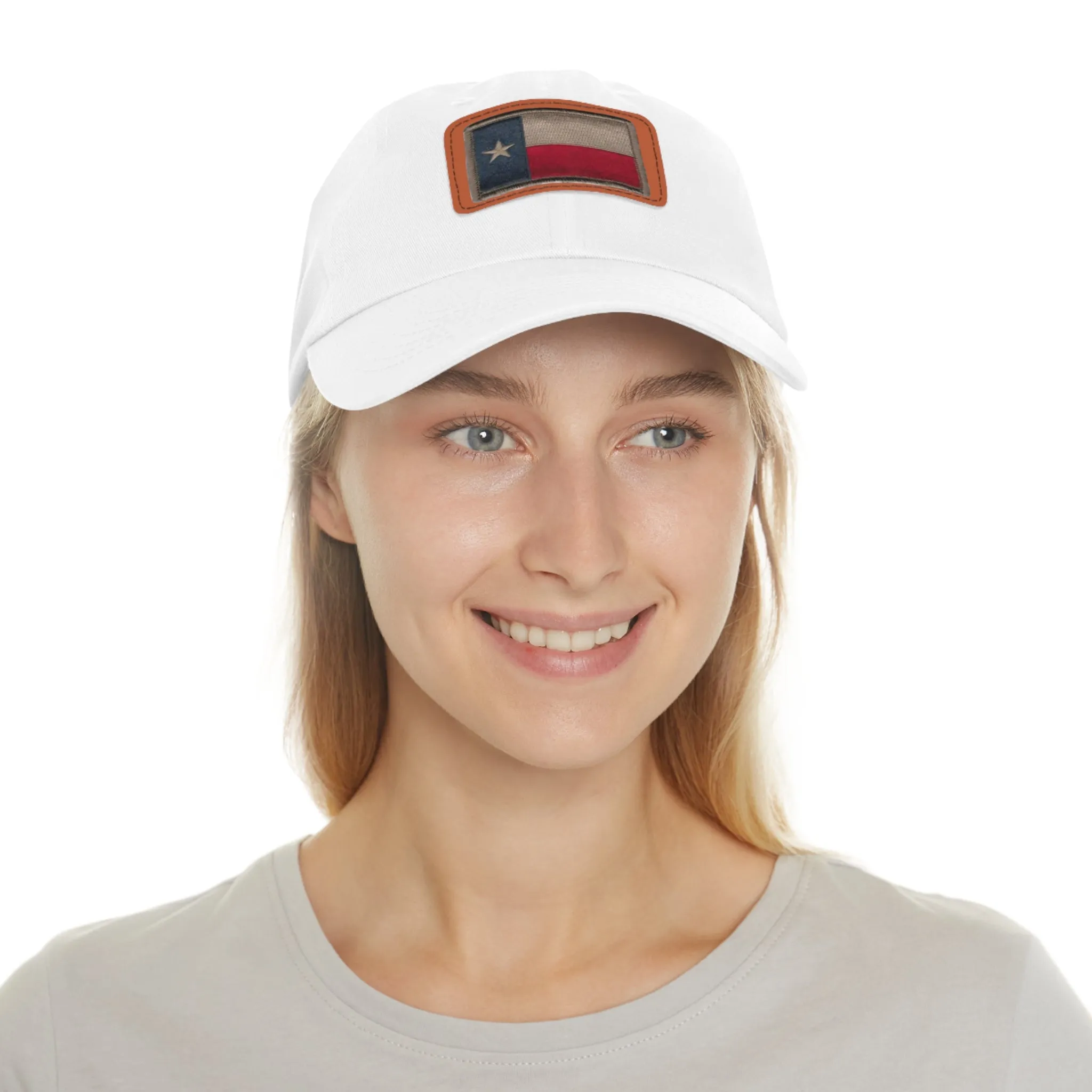 Texas Flag Dad Hat with Leather Patch (Rectangle)