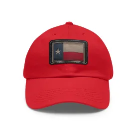 Texas Flag Dad Hat with Leather Patch (Rectangle)