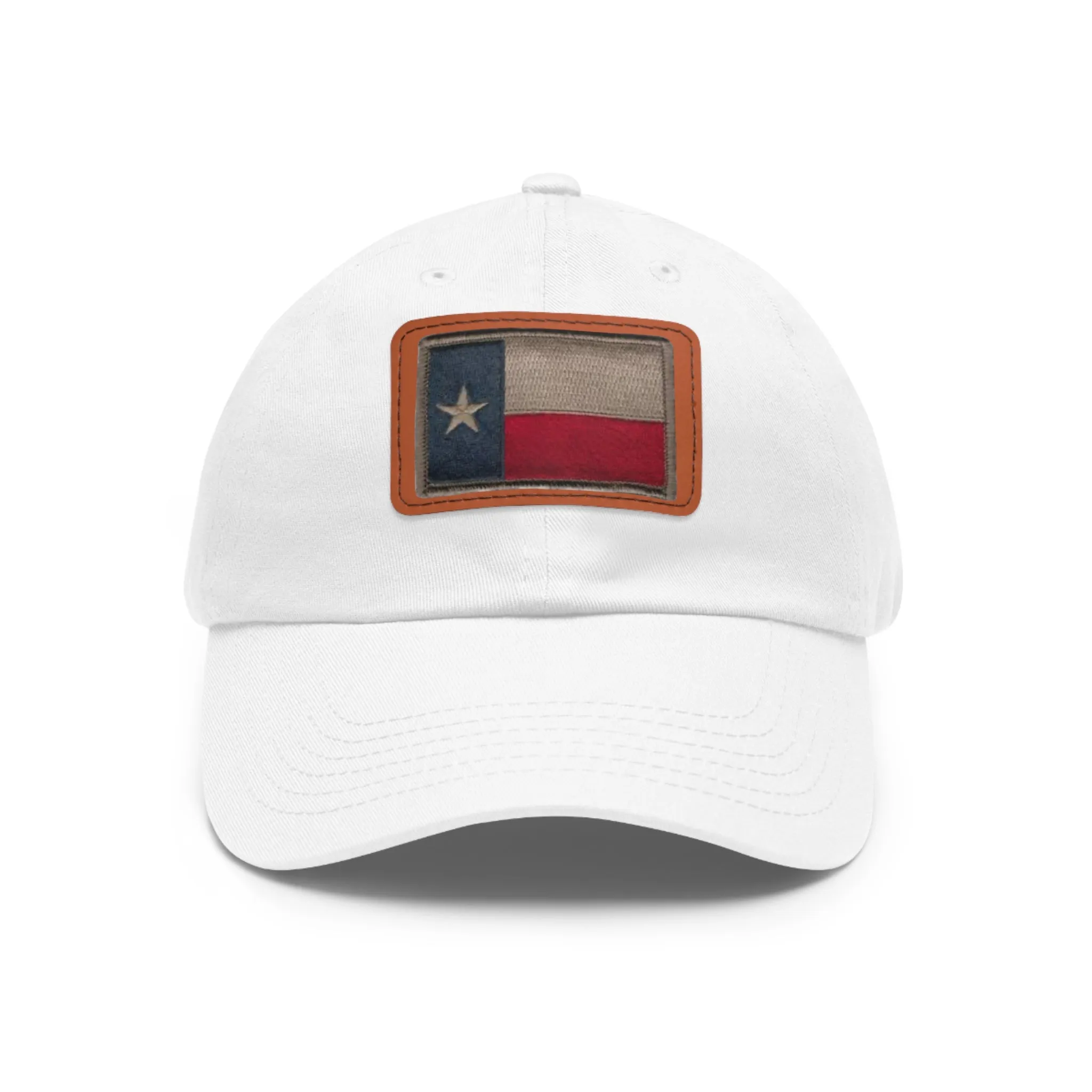 Texas Flag Dad Hat with Leather Patch (Rectangle)