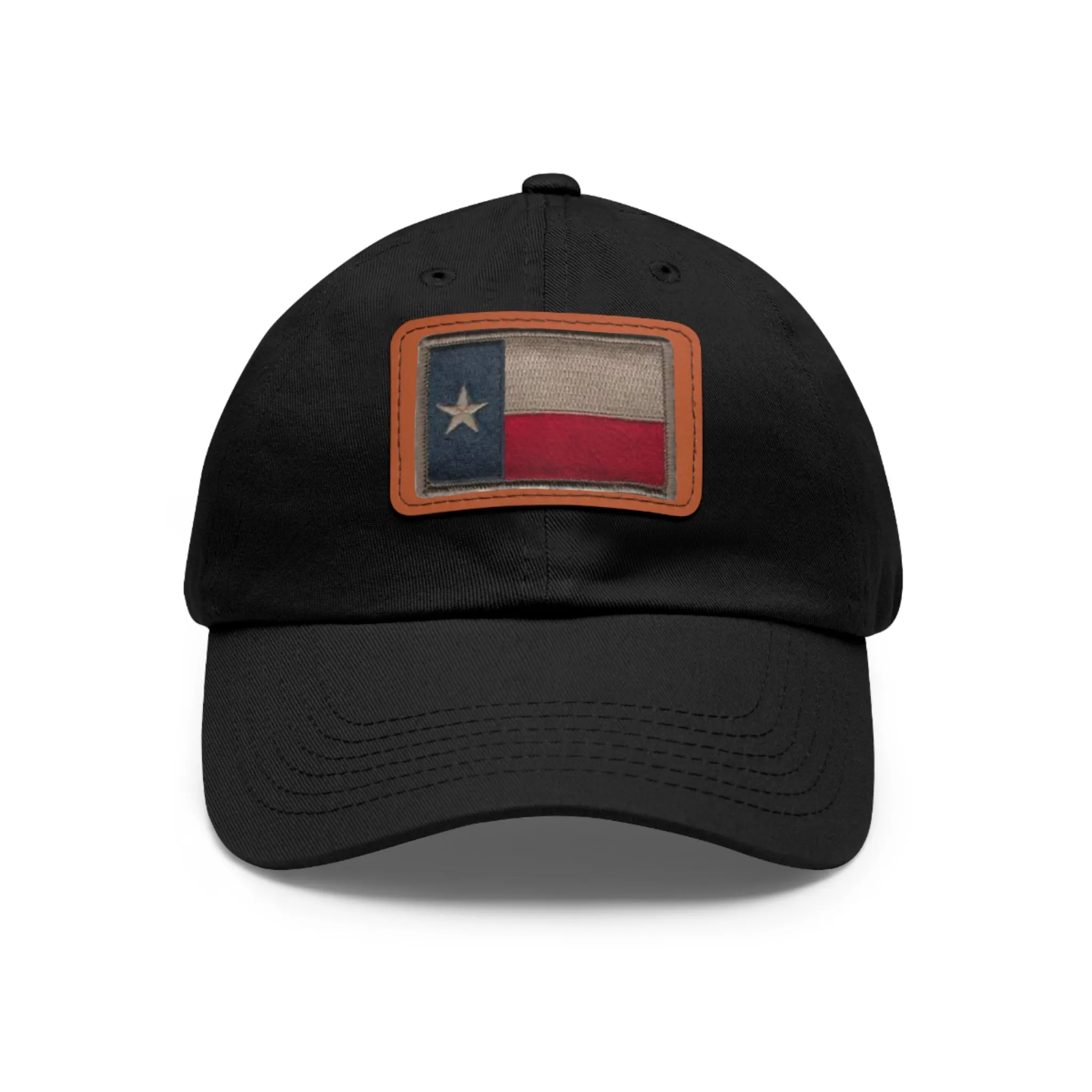 Texas Flag Dad Hat with Leather Patch (Rectangle)