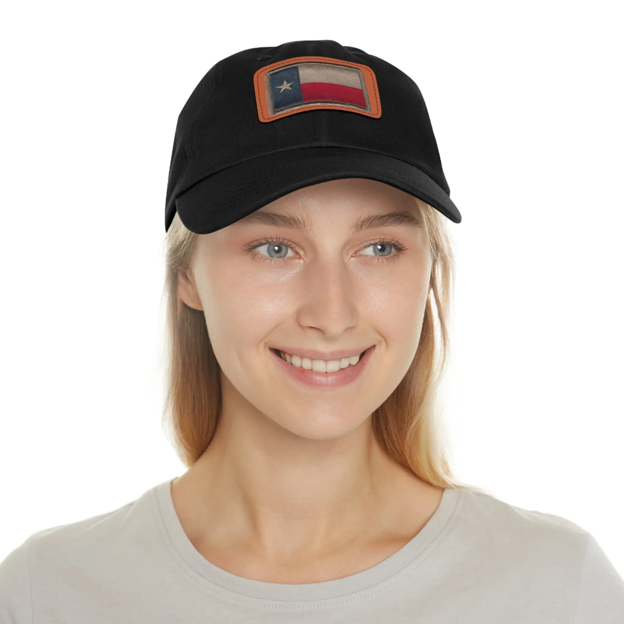 Texas Flag Dad Hat with Leather Patch (Rectangle)