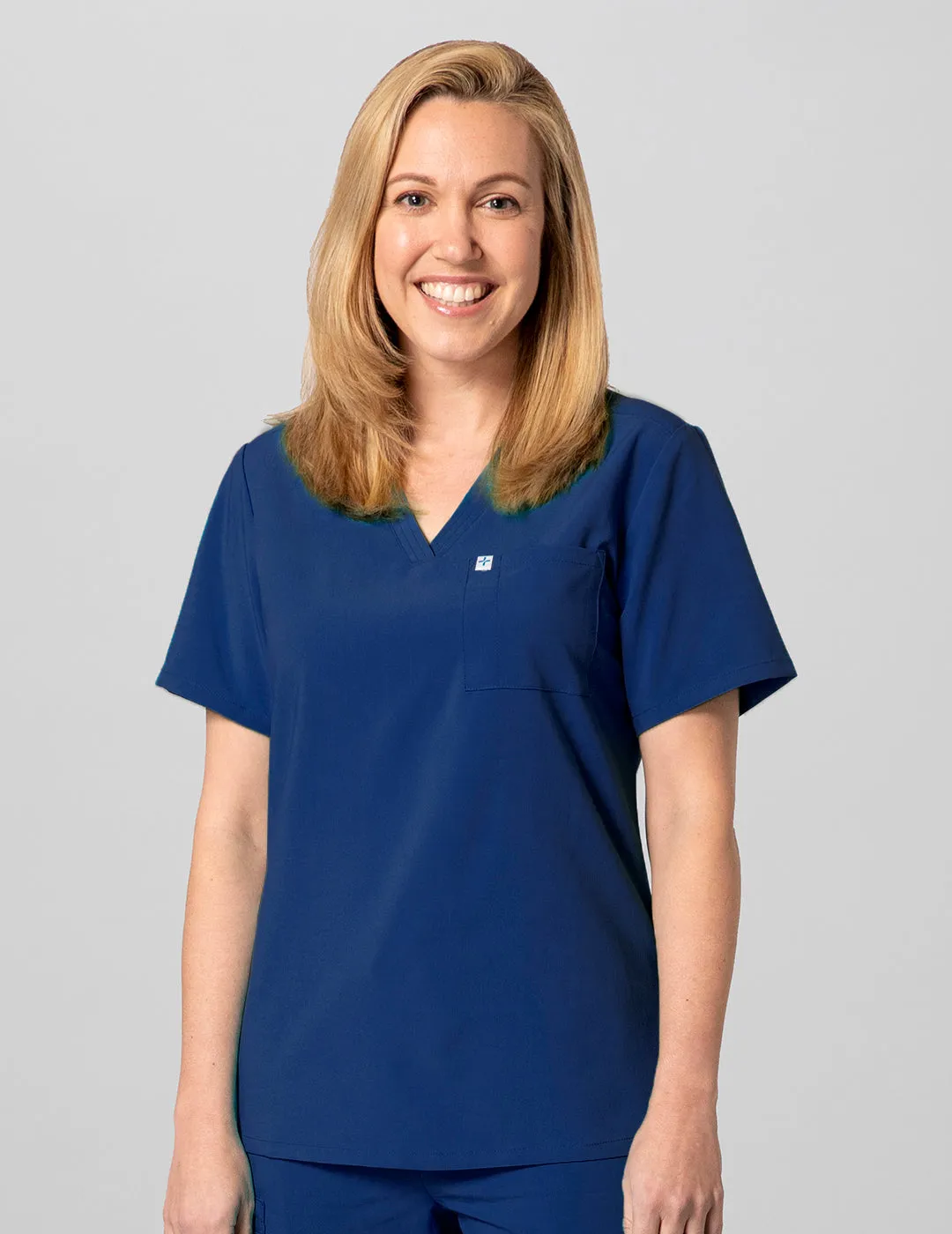 Womens 2-Pocket V-Neck Scrub Top - Navy