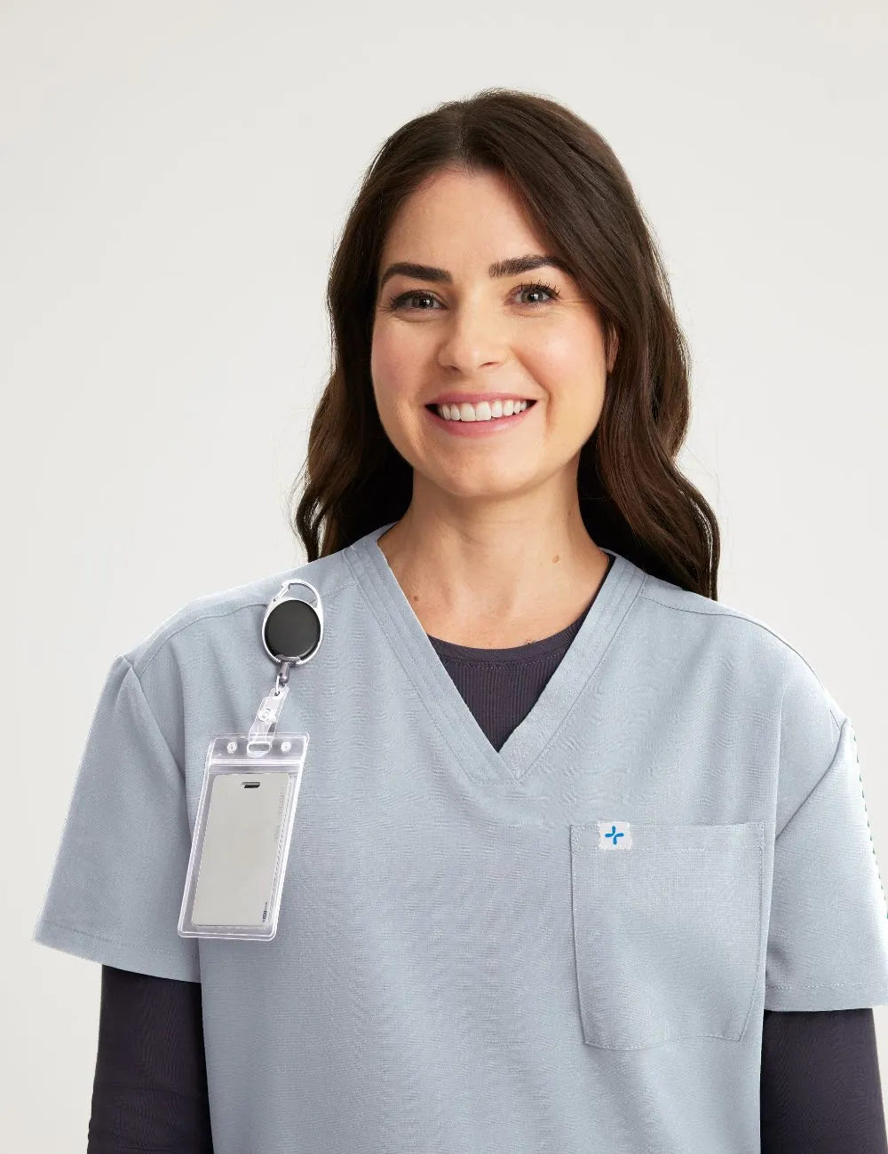 Womens 2-Pocket V-Neck Scrub Top - Stone Gray