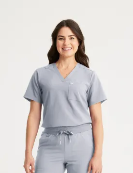 Womens 2-Pocket V-Neck Scrub Top - Stone Gray