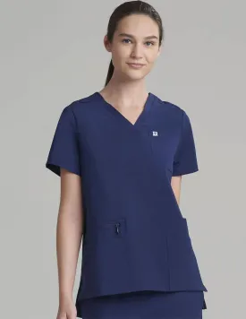 Womens 6-Pocket V-Neck Scrub Top -  Navy