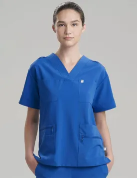 Womens 8-Pocket V-Neck Scrub Top - Royal Blue