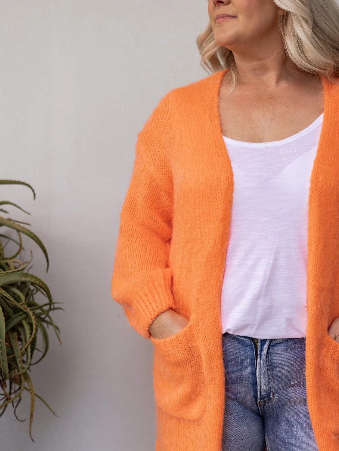 Zelda Longline Cardigan - Orange